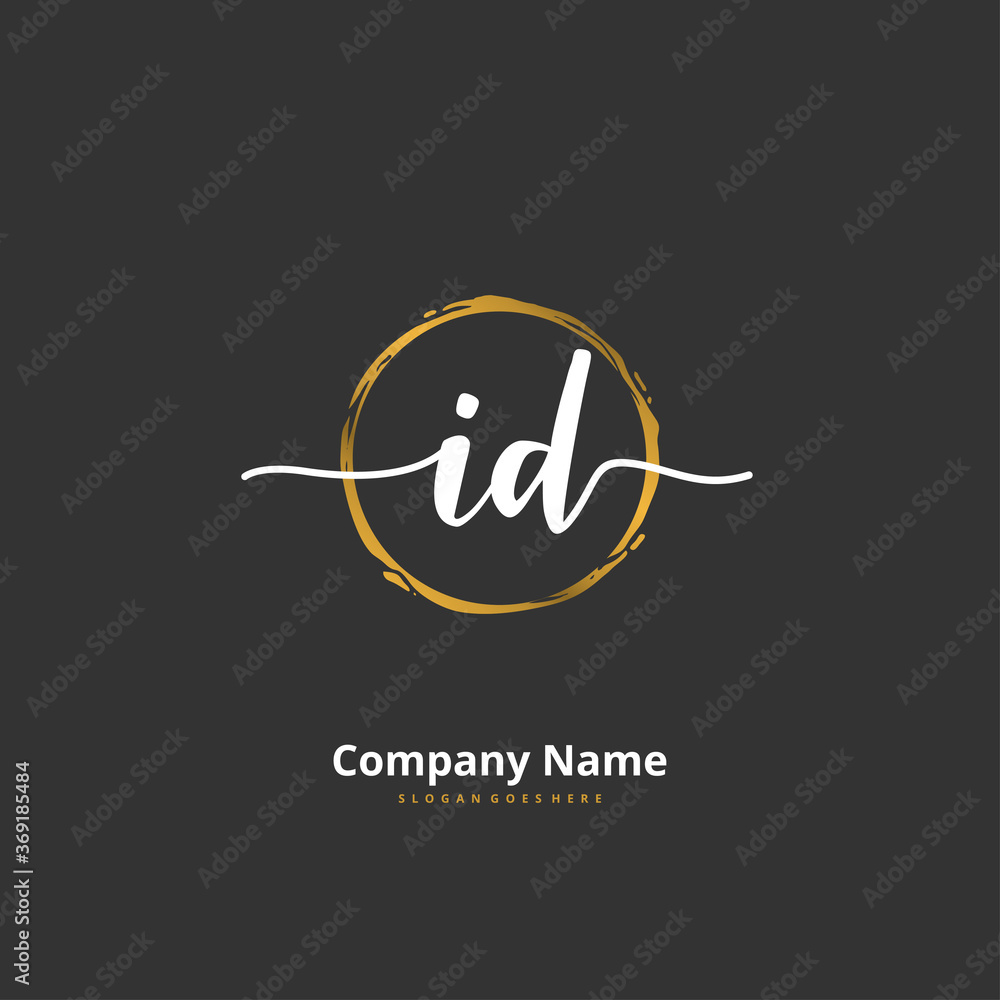 I D ID Initial handwriting and signature logo design with circle. Beautiful design handwritten logo for fashion, team, wedding, luxury logo. I D ID Initial handwriting and signature logo design with circle. Beautiful design handwritten logo for fashion, team, wedding, luxury logo.