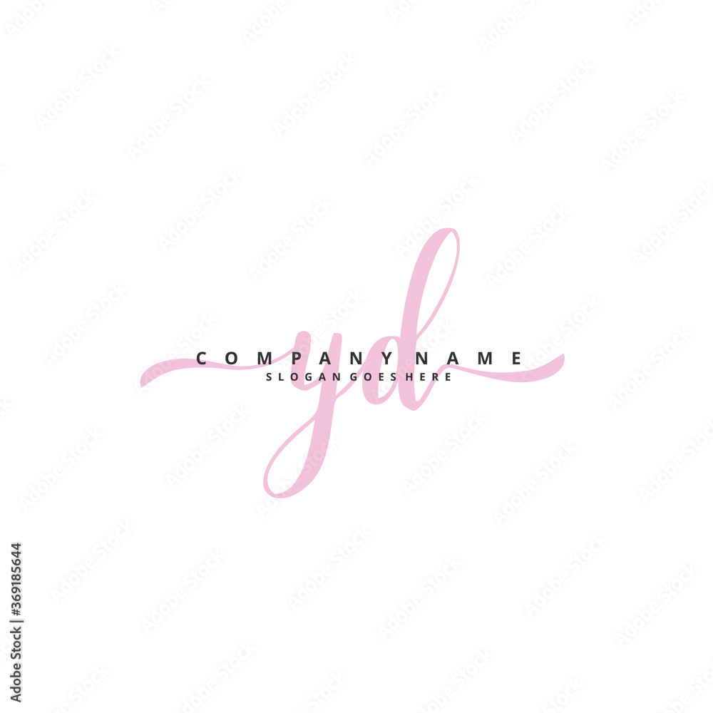 Y D YD Initial handwriting and signature logo design with circle. Beautiful design handwritten logo for fashion, team, wedding, luxury logo.