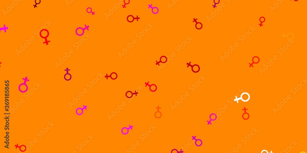 Light Pink, Yellow vector pattern with feminism elements. Light Pink, Yellow vector pattern with feminism elements.