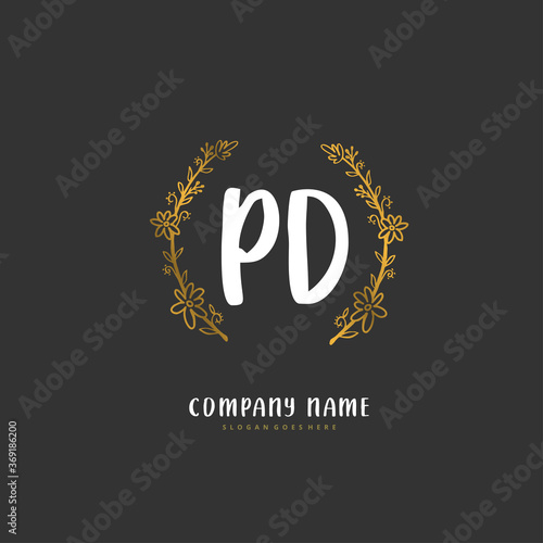 P D PD Initial handwriting and signature logo design with circle. Beautiful design handwritten logo for fashion, team, wedding, luxury logo.