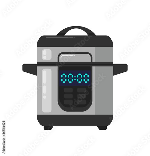 Slow cooking crock pot isolated on white
