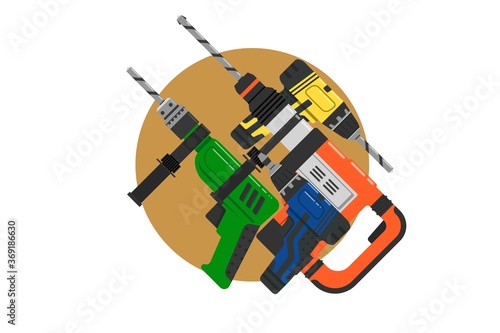 Flat design icon electric perforator vector illustration.