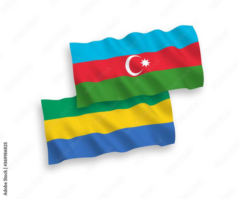 Flags of Azerbaijan and Gabon on a white background Flags of Azerbaijan and Gabon on a white background