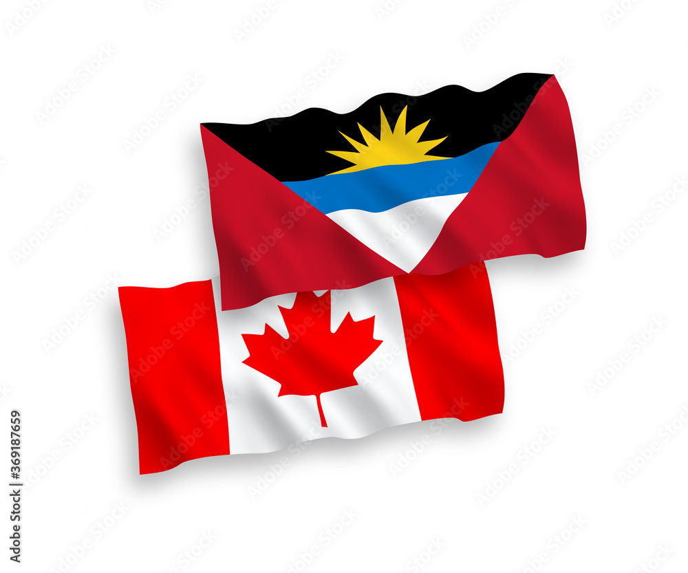 Flags of Canada and Antigua and Barbuda on a white background Flags of Canada and Antigua and Barbuda on a white background