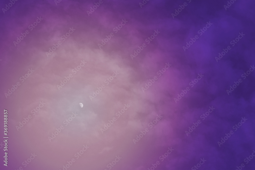 Bright Purple and Pink Sky and beautiful clouds with abstract colored background and wallpaper.
