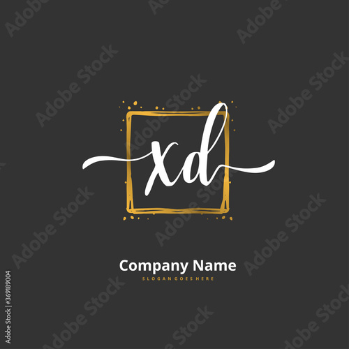 X D XD Initial handwriting and signature logo design with circle. Beautiful design handwritten logo for fashion, team, wedding, luxury logo.