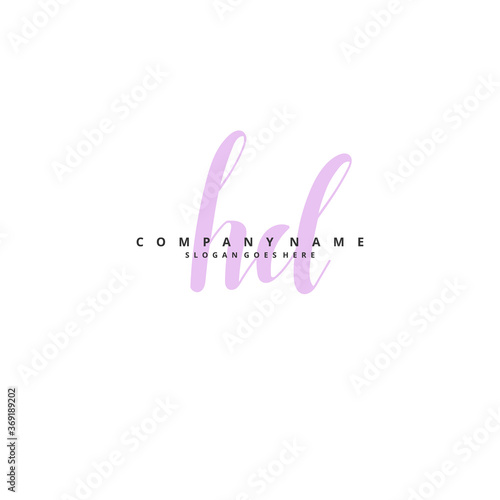H D HD Initial handwriting and signature logo design with circle. Beautiful design handwritten logo for fashion, team, wedding, luxury logo.