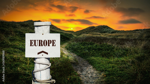 Bild auf Leinwand Street Sign to Europe