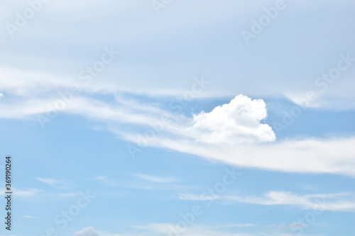 Bright Blue sky with white cloud. Beautiful sky background and wallpaper. Clear day and good weather in the morning.  