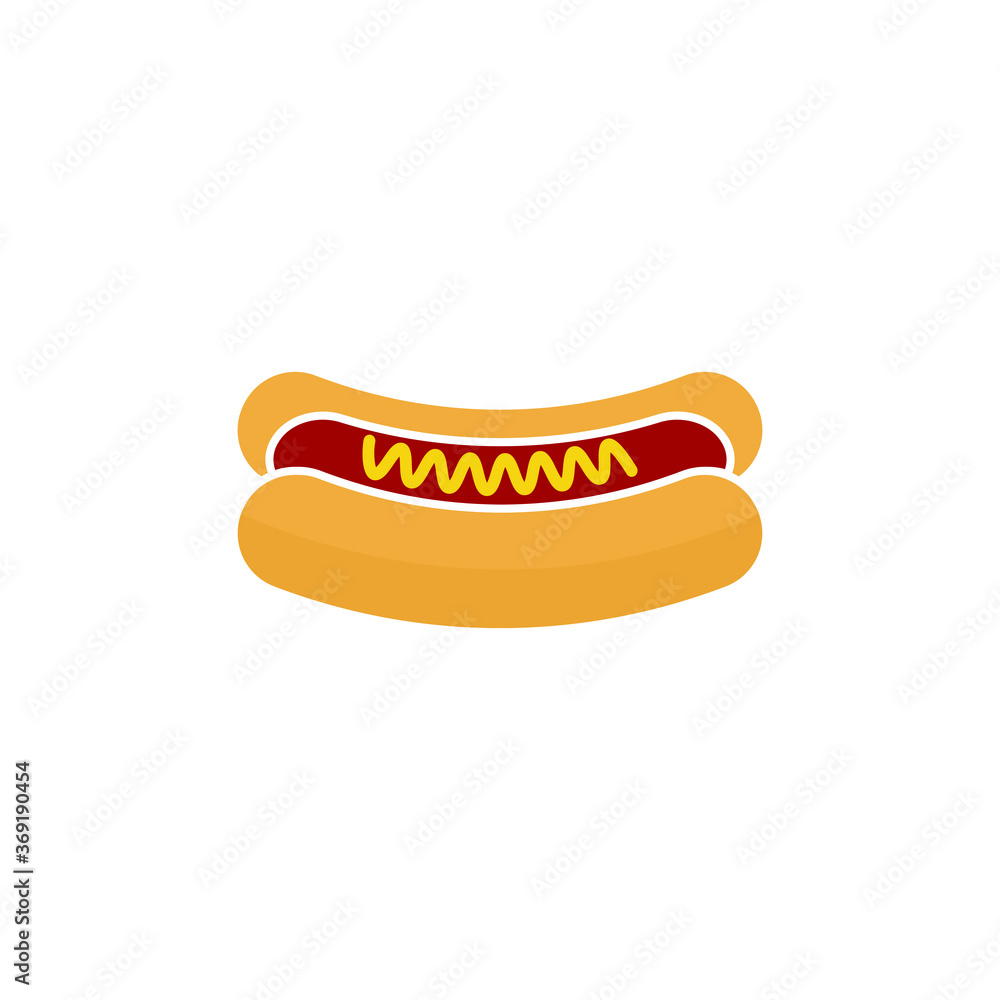Hotdog icon flat design isolated on white background. Vector illustration Hotdog icon flat design isolated on white background. Vector illustration