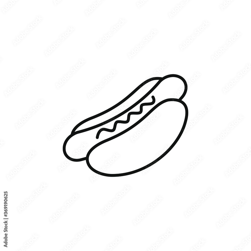 Hotdog line icon isolated on white background. Vector illustration