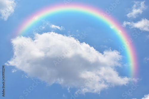Fantasy magical landscape the rainbow on sky abstract with a pastel colored background and wallpaper.   © masterjew