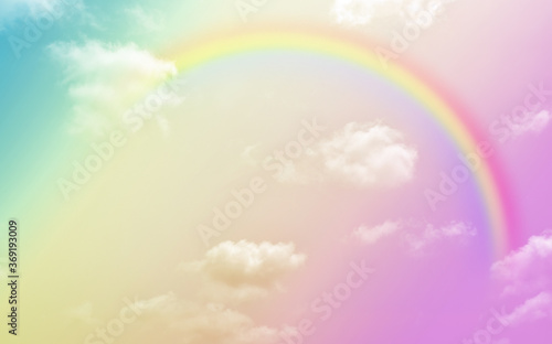 Fantasy magical landscape the rainbow on sky abstract with a pastel colored background and wallpaper. 