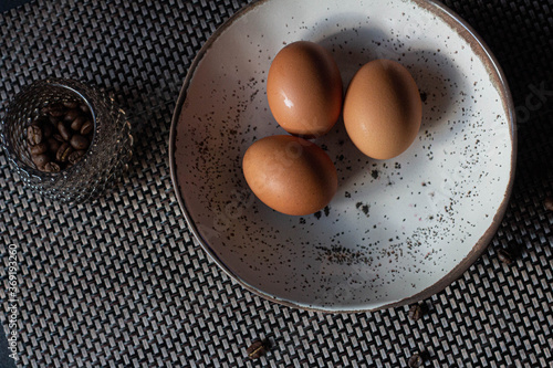 eggs on a wooden table