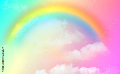 Fantasy magical landscape the rainbow on sky abstract with a pastel colored background and wallpaper.  