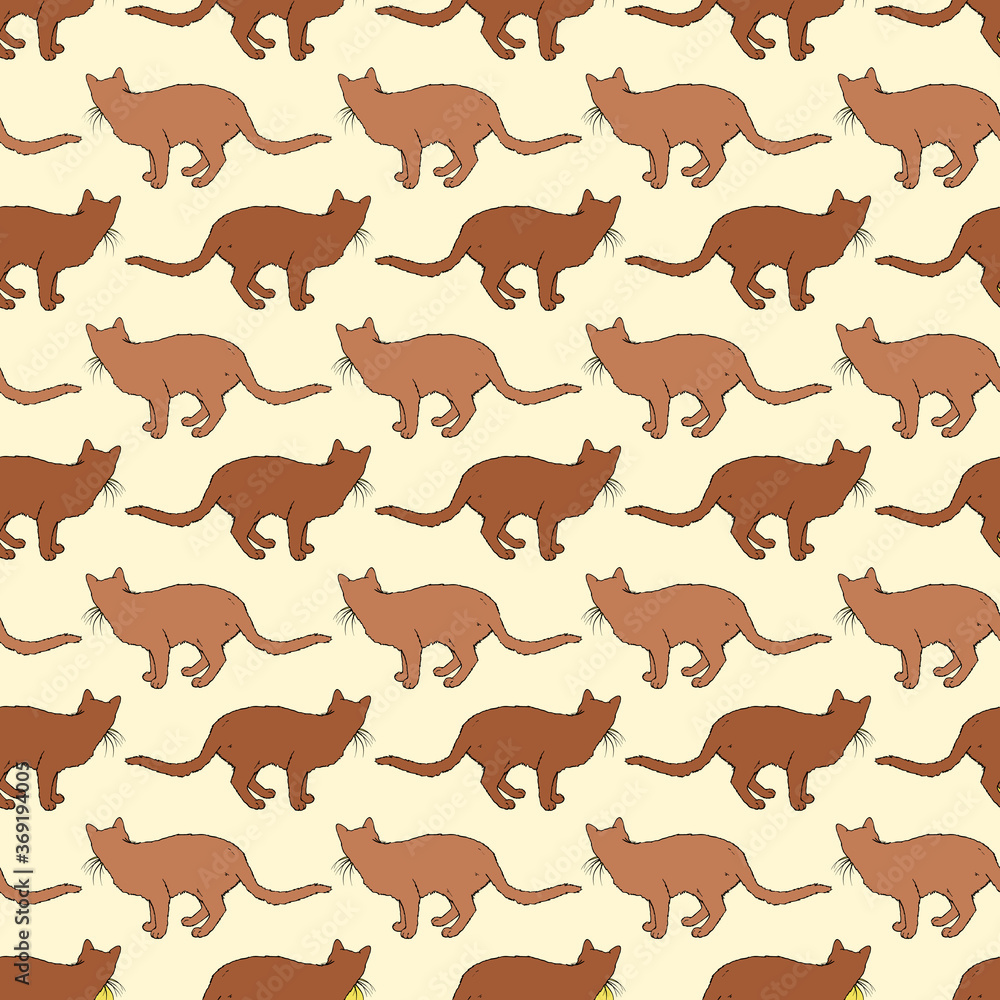Brown Cats Seamless Pattern Brown Cats Seamless Pattern
