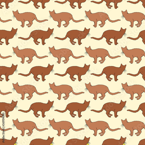 Brown Cats Seamless Pattern