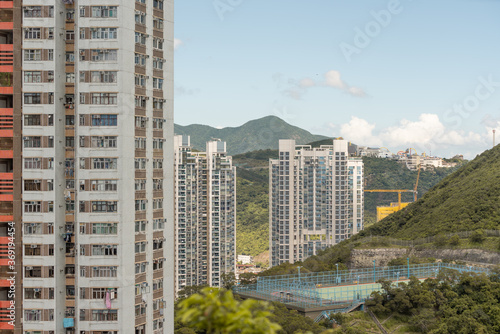 hong kong cityscape - mountains