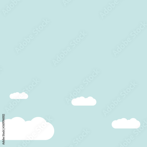 Sky background with white clouds, vector illustration