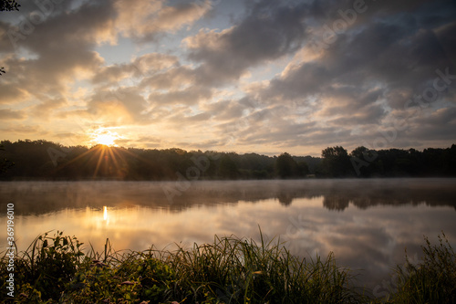 Sonnenaufgang am Rubbenbruchsee Osnabrück in Langzeitbelichtung