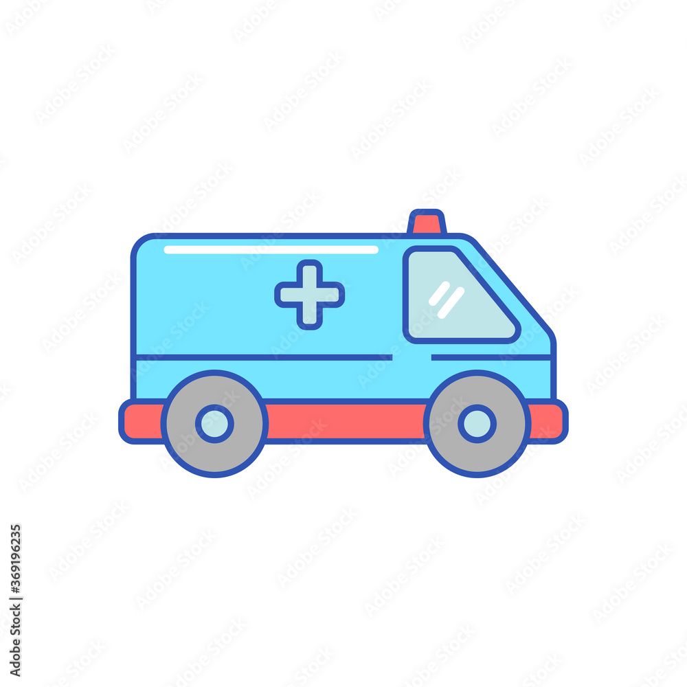 Ambulance icon with colorful design isolated on white background Ambulance icon with colorful design isolated on white background