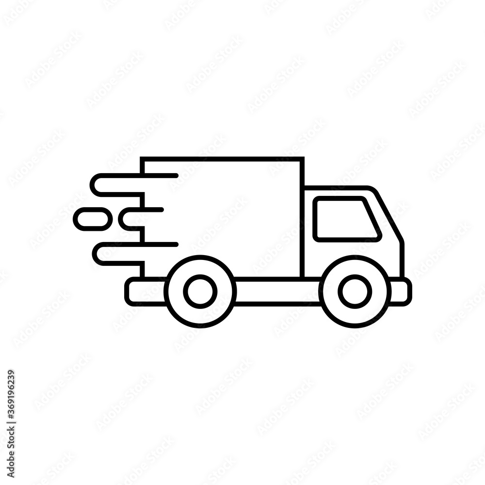 Delivery truck icon draw in simple line design isolated on white background Delivery truck icon draw in simple line design isolated on white background