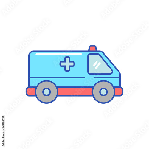 Ambulance icon with colorful design isolated on white background 