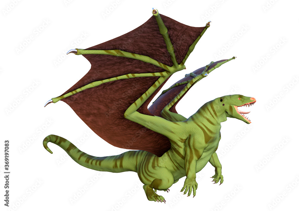 Fototapeta premium 3D Rendering Fairy Tale Dragon on White