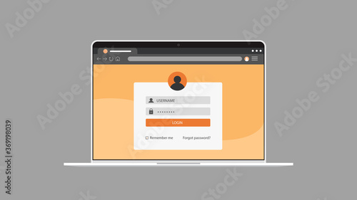login user interface sign in web element template window on laptop screen application development of website horizontal vector illustration