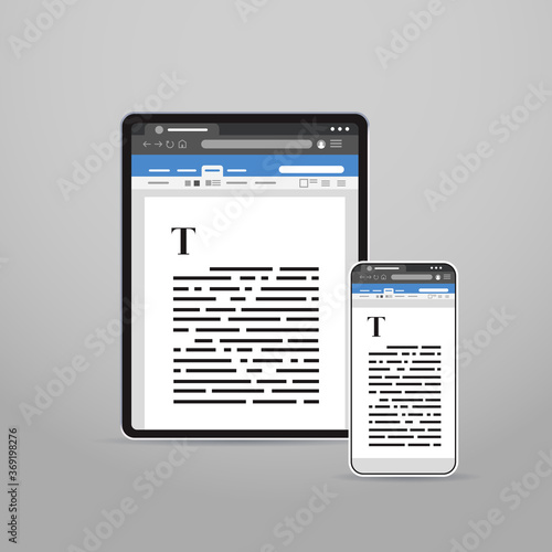 tablet and smartphone screns cross platform application development adaptive user interface responsive web design copywriting concept vector illustration