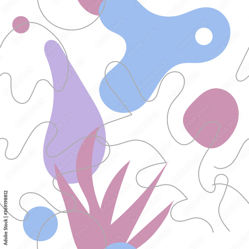 Fototapeta premium Organic pastel square banner with leaves