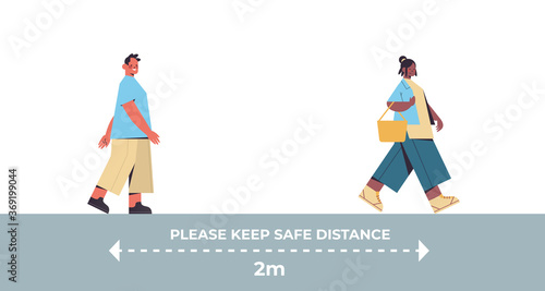 people keeping 2 meters distance to prevent coronavirus pandemic social distancing concept horizontal full length vector illustration