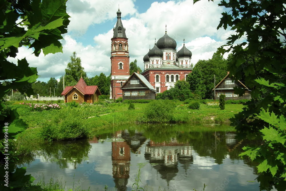 Alexandrovsky monastery (1892), Cathedral of Prince Alexandra Nevsky (1897) and belfry (1898). Moscow region (2013).