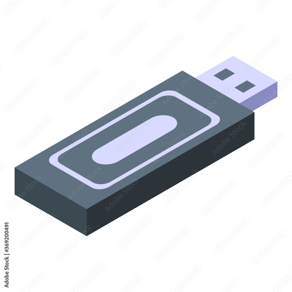 Personal information usb flash icon. Isometric of personal information usb flash vector icon for web design isolated on white background Personal information usb flash icon. Isometric of personal information usb flash vector icon for web design isolated on white background
