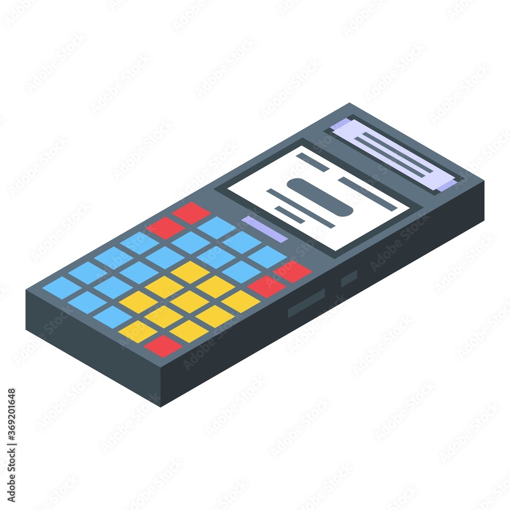 Bus ticket payment control icon. Isometric of bus ticket payment control vector icon for web design isolated on white background Bus ticket payment control icon. Isometric of bus ticket payment control vector icon for web design isolated on white background