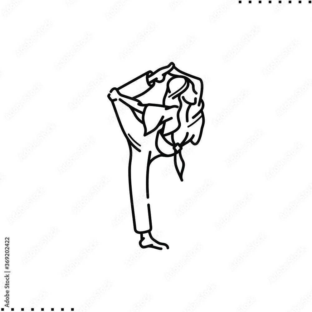 Yoga pose and meditation vector icon in outline