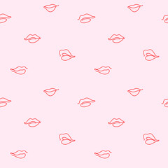 Fototapete Einlinien-Muster Rote Lippen Konturmuster für Beautysalon  © Lili Kudrili