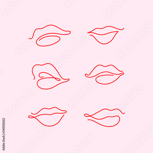 Contour line illustration of lips for beauty salons, cosmetics. 