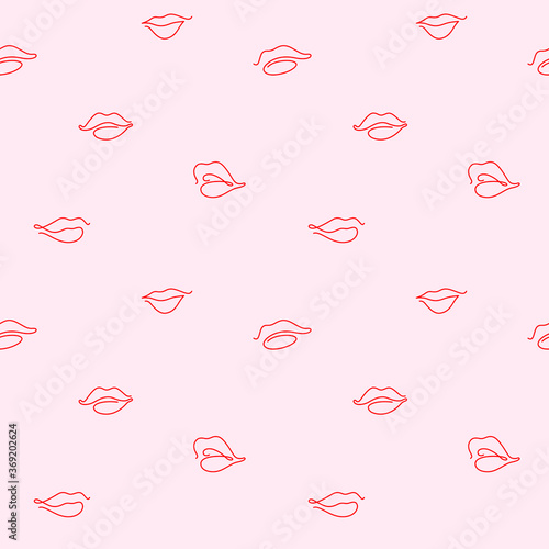 Simple seamless pattern with lips. Vector contour illustration for beauty salon, cosmetics.