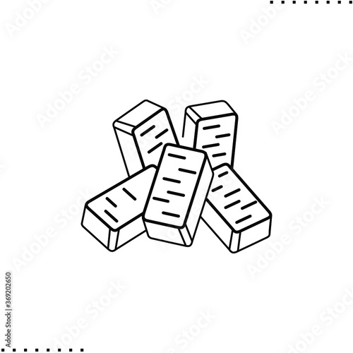 Building raw construction materials, bricks or cinder blocks vector icon in outline
