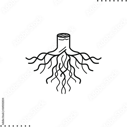 Tree roots underground vector icon in outline