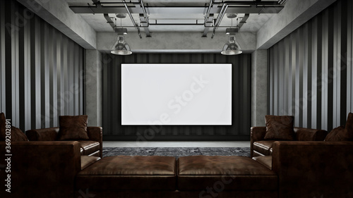 Foto Loft Home Theater room 3D render