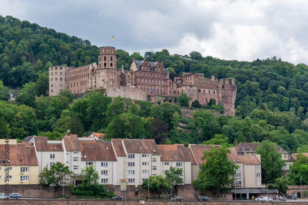 view of the Heidelberg Palace ruins in the historic town