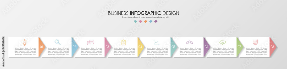 Fototapeta premium Business infographic design with 8 options. Vector