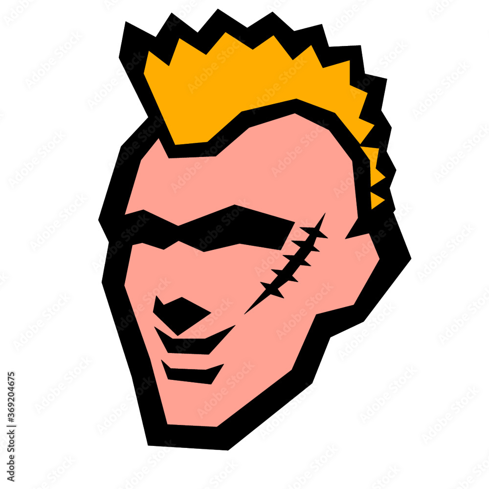 ベクター イラスト 頭部 男 喜怒哀楽 表情 ハゲ スキンヘッド シチサン モヒカン Stock Vector Adobe Stock