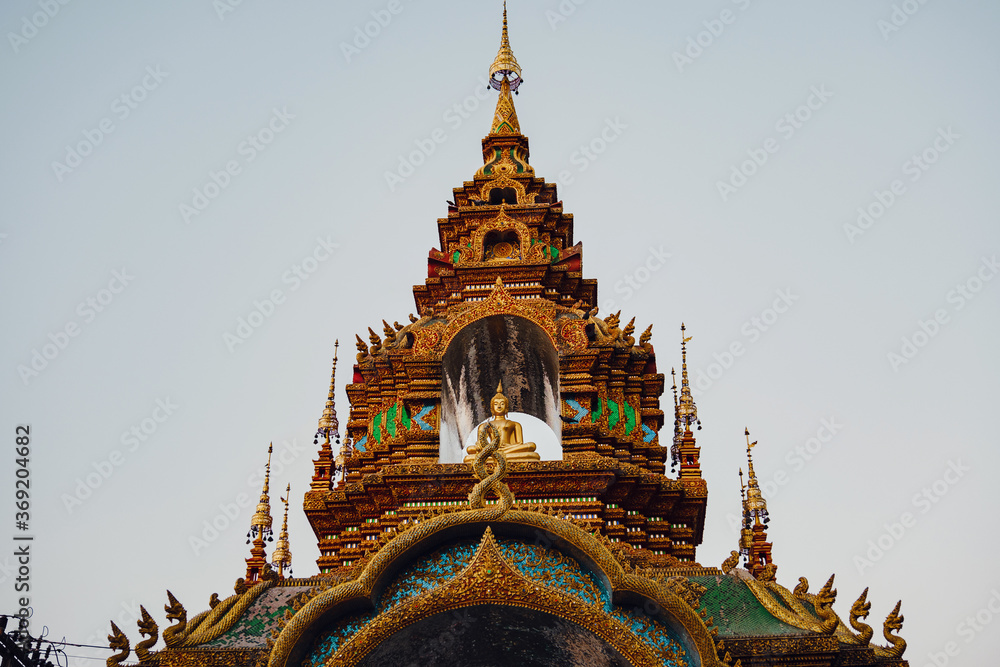 Fototapeta premium beautiful details of Thai fine arts at Buddhist temple