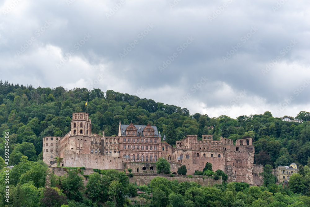 view of the Heidelberg Palace ruins in the historic town