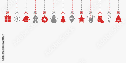 Xmas icons on white background. Christmas decoration. Vector illustration