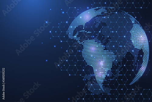 Global network connection. World map point and line composition concept of global business. Internet technology. Social network. Vector Illustration