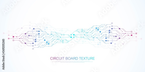 Abstract background with High-tech technology texture circuit board texture. Abstract circuit board banner wallpaper. Electronic motherboard vector illustration